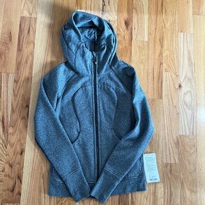 Lululemon women’s size 8 scuba hoodie III grey and black  zip up